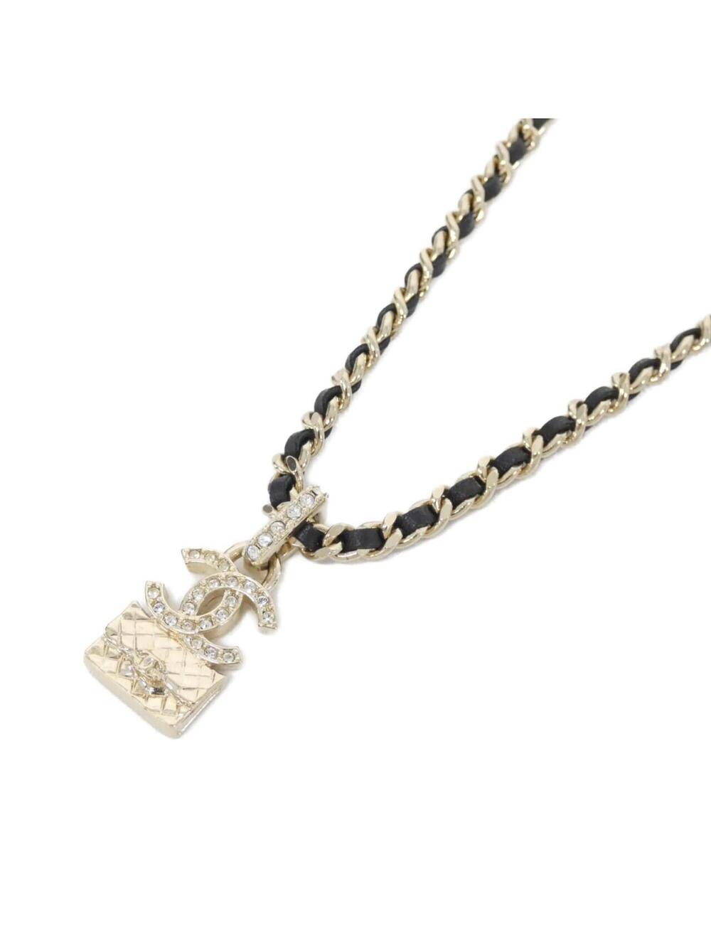 Chanel Pendant Necklace Leather Black #287960C15B